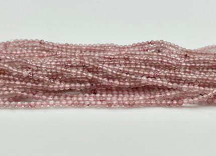 2 mm Faceted Round Tiny Pink Strawberry Quartz Gemstone Beads Genuine Natural Quartz Loose Beads 13 Inches Strand #4138