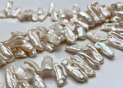 WHOLESALE 7x15-20 mm AAA Natural White Side Drilled Biwa Stick Pearls Genuine High Luster Top Drilled Natural Biwa Pearl Beads #1398