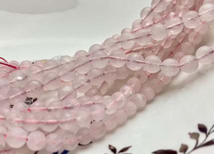 4mm 6mm 8mm 10mm Natural Matte Smooth Round Crystal Quartz Genuine Pink Color Quartz Gemstone Beads 15.5 Inches Strand #3008