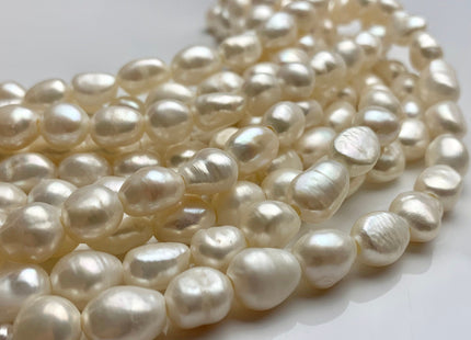 7-8x9-10 mm AA Half / Full Strand Large Hole Rice Nugget Freshwater Pearls 2.0mm Hole Lustrous Large Hole Genuine Nugget Pearl Beads #188
