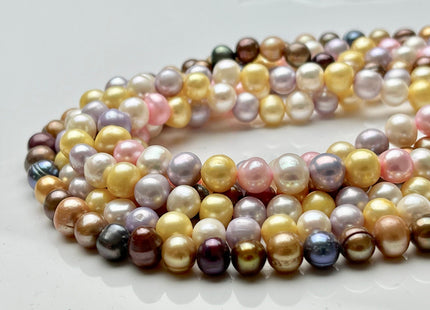 7-8 mm Multi Color Potato Freshwater Pearl Bead Mixed Pink White Purple Gold Red Peacock Brown Pearls Genuine Freshwater Pearl Beads #550