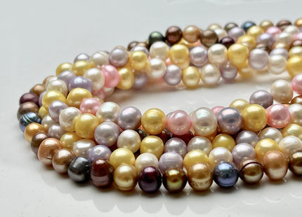 7-8 mm Multi Color Potato Freshwater Pearl Bead Mixed Pink White Purple Gold Red Peacock Brown Pearls Genuine Freshwater Pearl Beads #550