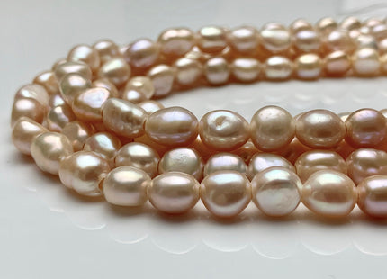 7-8x9-10 mm AA Half / Full Strand Large Hole Rice Nugget Freshwater Pearls 2.0mm Hole Lustrous Large Hole Genuine Nugget Pearl Beads #188