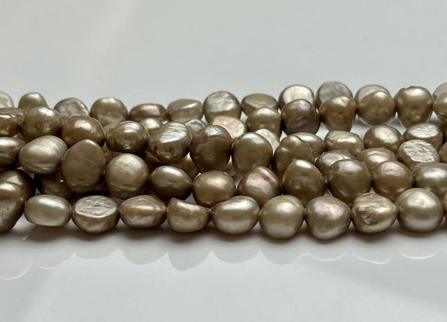 8-9 mm AA Beige Champagne Color Potato Nugget Freshwater Pearl Beads Genuine Beige Champagne Color Freshwater Nugget Pearl Beads #P2039