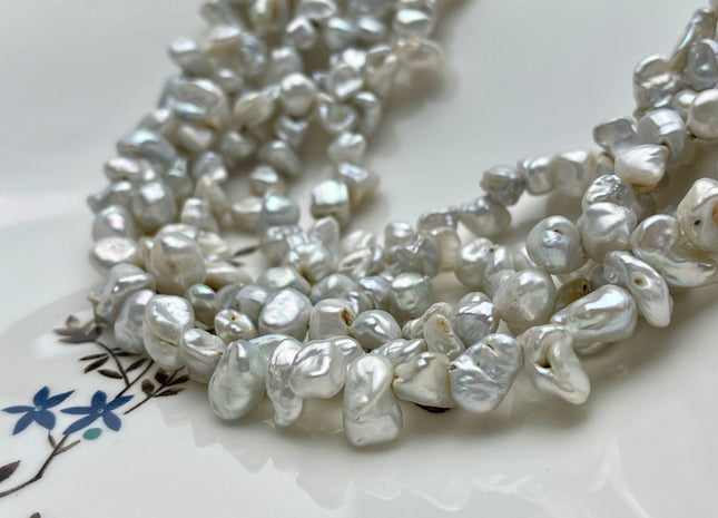 7-8x10 mm Natural White Keshi Freshwater Pearl Beads Rare Top Drilled Genuine Keishi Freshwater Pearls Grade C #P1558