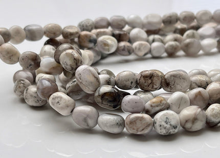 7-9x10-13 mm Natural Porcelain Jasper Gemstone Nugget Beads Genuine Gray and White Color Porcelain Jasper Nugget Gemstone Beads #3854