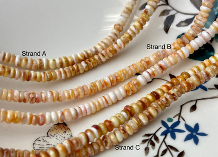 5 mm AAA Natural Orange Red White Spiny Oyster Shell Heishi Rondelle Shape Genuine Beautiful Natural Spiny Oyster Beads 16 Inch Strand #4281