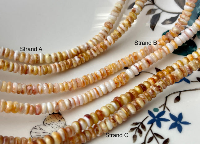 5 mm AAA Natural Orange Red White Spiny Oyster Shell Heishi Rondelle Shape Genuine Beautiful Natural Spiny Oyster Beads 16 Inch Strand #4281
