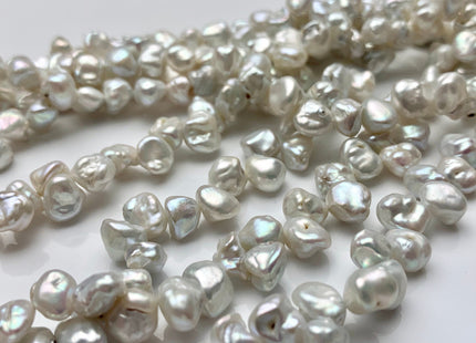 6-7x8 mm Natural White Keshi Freshwater Pearl Beads Top Drilled Keshi Pearls Genuine Freshwater Silver White Luster Keshi Pearls #P1169