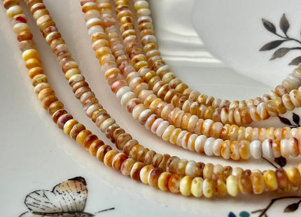 5 mm AAA Natural Orange Red White Spiny Oyster Shell Heishi Rondelle Shape Genuine Beautiful Natural Spiny Oyster Beads 16 Inch Strand #4281