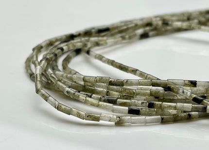 2x4 mm Tube Shape Natural Labradorite Gemstone Beads Genuine Multi Green Gray Labradorite Gemstones Spacer Beads 15.5 Inches Strand #3896