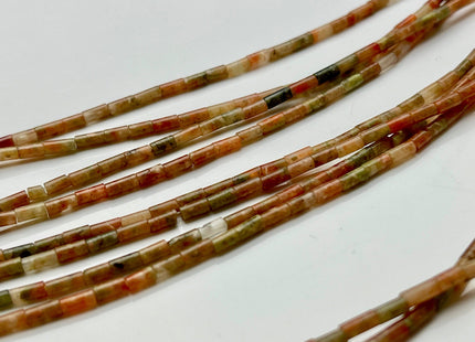 2x4 mm Tube Shape Moss or Crazy Agate Gemstone Beads Genuine Multi Green or Brown Gemstones Loose Spacer Beads 15.5 Inches Strand #3945
