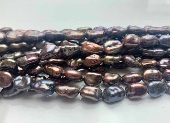 6-7x9-13 mm AA Dark Brown Keshi Freshwater Pearls Beads Genuine Rice Nugget Shape Dark Brown Keshi Freshwater Pearl Beads #P1645