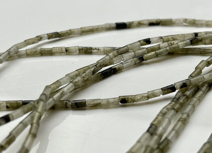 2x4 mm Tube Shape Natural Labradorite Gemstone Beads Genuine Multi Green Gray Labradorite Gemstones Spacer Beads 15.5 Inches Strand #3896