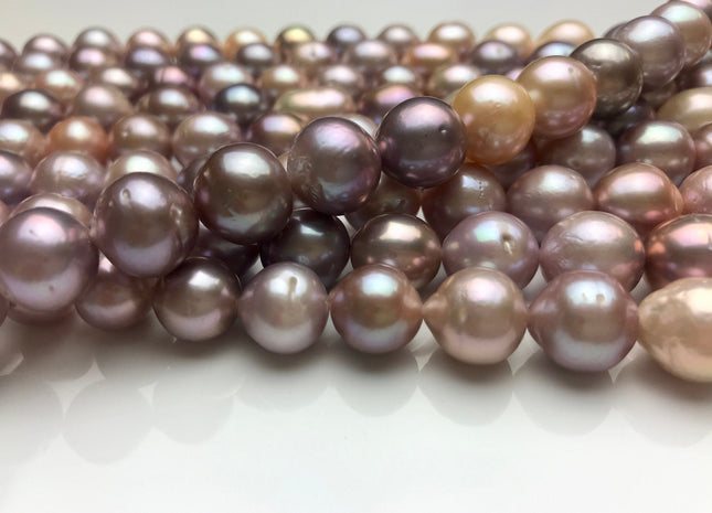 10-13 mm AA Natural Multi Pink Freshwater Baroque/Edison Pearl Beads Limited Edition Off Round Shape Genuine Edison Freshwater Pearl #1047