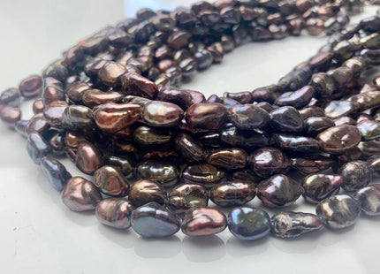 6-7x9-13 mm AA Dark Brown Keshi Freshwater Pearls Beads Genuine Rice Nugget Shape Dark Brown Keshi Freshwater Pearl Beads #P1645