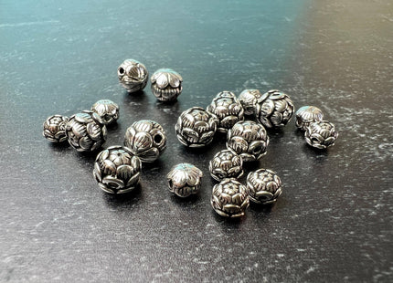 One Piece 6mm 8mm 925 Sterling Silver Tibetan Style Silver Spacer Flower Ball Genuine Sterling Silver Spacer Bali Antique Beads #10276