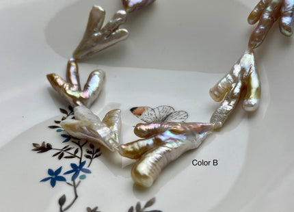 AAA Rare Chicken Feet Shape Genuine Freshwater Pearl Beads Natural Mauve Pink Color High Luster Limited Biwa Pearl Beads 11-13 Beads #P1947