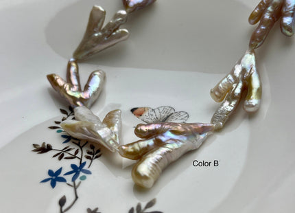 AAA Rare Chicken Feet Shape Genuine Freshwater Pearl Beads Natural Mauve Pink Color High Luster Limited Biwa Pearl Beads 11-13 Beads #P1947