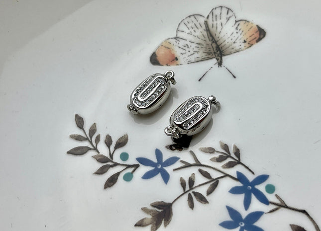 8x12 mm .925 Sterling Silver Clasp With Irregular Shape Sterling Silver Finding Clasp Irregular Pattern Sterling Silver W/CZ Clasps #10272