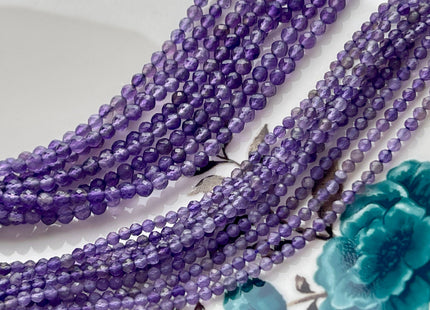 2mm 3mm Natural Color Amethyst Gemstone Beads Natural Purple Color Faceted Round Shape #2062