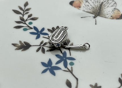 8x12 mm .925 Sterling Silver Clasp With Irregular Shape Sterling Silver Finding Clasp Irregular Pattern Sterling Silver W/CZ Clasps #10272