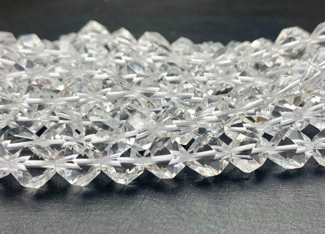 6mm 8mm 10mm AAA Faceted Star Cut Natural Clear Rock Quartz Gemstone Beads Genuine Super Clear Quartz Loose Beads 8 Inches Strand #3281