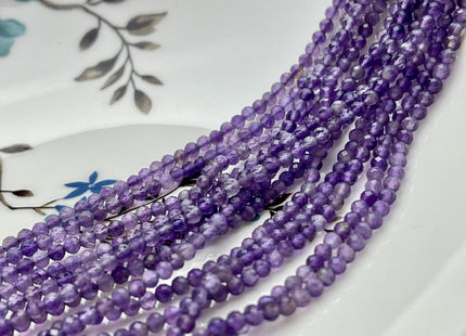 2mm 3mm Natural Color Amethyst Gemstone Beads Natural Purple Color Faceted Round Shape #2062