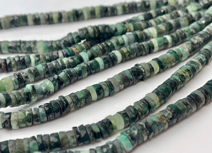 6-6.5mm Faceted Rondelle Heishi Tire Shape Natural Green Emerald Gemstone Beads Genuine Quality Faceted Emerald Loose Beads 16 Inches #4246
