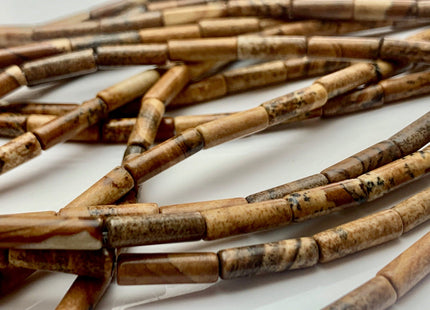 4x13-14 mm Tube Shape Natural Picture Jasper Gemstone Beads Genuine Multi Brown Jasper Gemstones Loose Beads 15.5 Inches Strand #3150