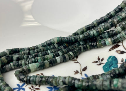 6-6.5mm Faceted Rondelle Heishi Tire Shape Natural Green Emerald Gemstone Beads Genuine Quality Faceted Emerald Loose Beads 16 Inches #4246