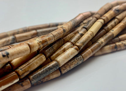 4x13-14 mm Tube Shape Natural Picture Jasper Gemstone Beads Genuine Multi Brown Jasper Gemstones Loose Beads 15.5 Inches Strand #3150