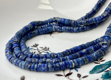 5mm 6mm Faceted Rondelle Heishi Tire Shape Natural Blue Lapis Gemstone Beads Genuine Quality Faceted Lapis Loose Beads 16 Inches #4248
