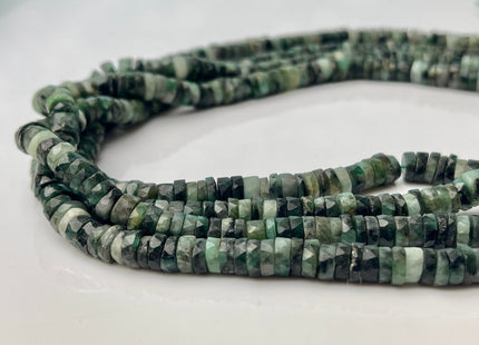 6-6.5mm Faceted Rondelle Heishi Tire Shape Natural Green Emerald Gemstone Beads Genuine Quality Faceted Emerald Loose Beads 16 Inches #4246