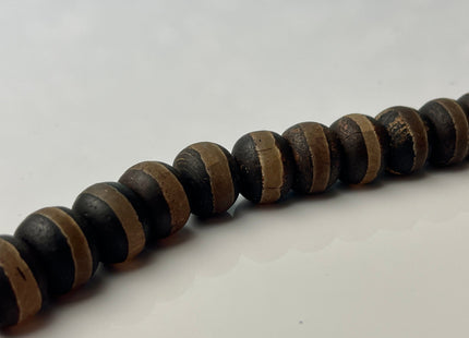 12x16 mm AAA DZI Tibetan Agate Drum Shape Dark Matte Brown Color \Agate Gemstone Large 2.0mm Hole Mala Antique Boho Beads 12.5 Inches #4245