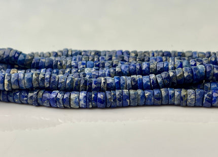5mm 6mm Faceted Rondelle Heishi Tire Shape Natural Blue Lapis Gemstone Beads Genuine Quality Faceted Lapis Loose Beads 16 Inches #4248