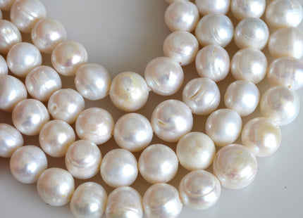 12-13 mm Half Strand Large Hole Natural White Freshwater Pearl Beads Hole Size 2.2mm Rare Jumbo Freshwater Large Hole Pearls Beads #734