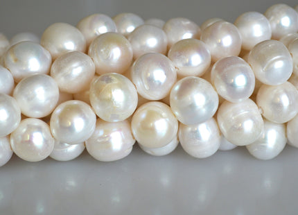 12-13 mm Half Strand Large Hole Natural White Freshwater Pearl Beads Hole Size 2.2mm Rare Jumbo Freshwater Large Hole Pearls Beads #734