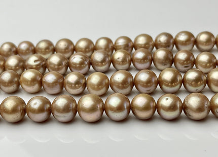 10mm AAA Large Hole Off Round Champagne Beige Freshwater Pearl Beads Hole Size 1.5mm 2.2mm Genuine High Luster Pearls 40 Beads #P2240