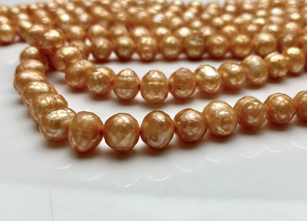 9-10 mm Rare Faceted Gold Champagne Color Potato Freshwater Pearl Beads Genuine Faceted Freshwater Pearls #1770