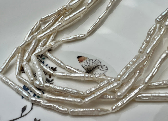 4-5x20-30mm Natural White Biwa Stick Freshwater Pearls Genuine Natural White Long Stick Pearls Freshwater Pearl Beads #P2291