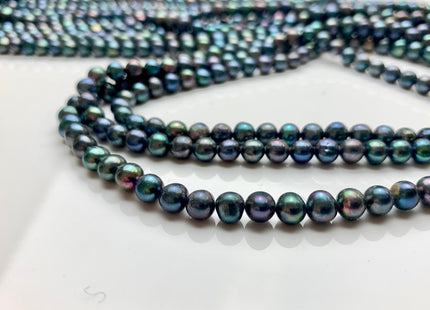 5-6 mm AA Blue Peacock Color Potato Freshwater Pearl Beads Genuine High Luster Peacock Color Freshwater Pearl #1911