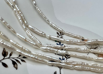 4-5x20-30mm Natural White Biwa Stick Freshwater Pearls Genuine Natural White Long Stick Pearls Freshwater Pearl Beads #P2291