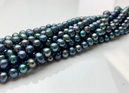 5-6 mm AA Blue Peacock Color Potato Freshwater Pearl Beads Genuine High Luster Peacock Color Freshwater Pearl #1911