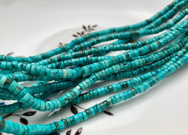 4 mm Turquoise Heishi Rondelle Shape Gemstones Loose Beads 15 Inches Strand #2580
