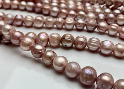 9-10 mm Large Hole Ringed Salmon Pink Freshwater Pearl Beads Hole Size 2.2 mm Genuine Large Hole Freshwater Potato Pearls #1439