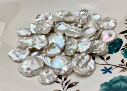 OnePiece 16-20mm AAA Large Cornflake Keshi Freshwater Pearls Genuine White Top Drilled High Silver Pink Luster Nice Quality Pearl #P1202