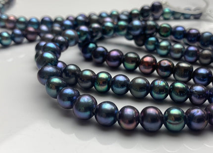 8-8.5mm Half Strand AAA Potato Rainbow Peacock Freshwater Pearls 2.1mm Hole Genuine Large Hole Freshwater Pearls #168