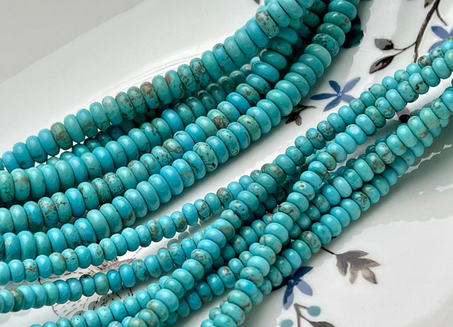 4.5mm 6mm Smooth Rondelle Shape Turquoise Gemstone Beads Green Blue And Brown Color Turquoise Loose Beads #4067