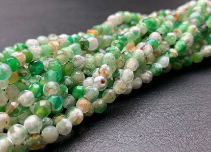 4 mm Faceted Round White Green Agate Gemstone Beads Genuine Agate Gemstone Loose Beads 14 Inches Strand #2752
